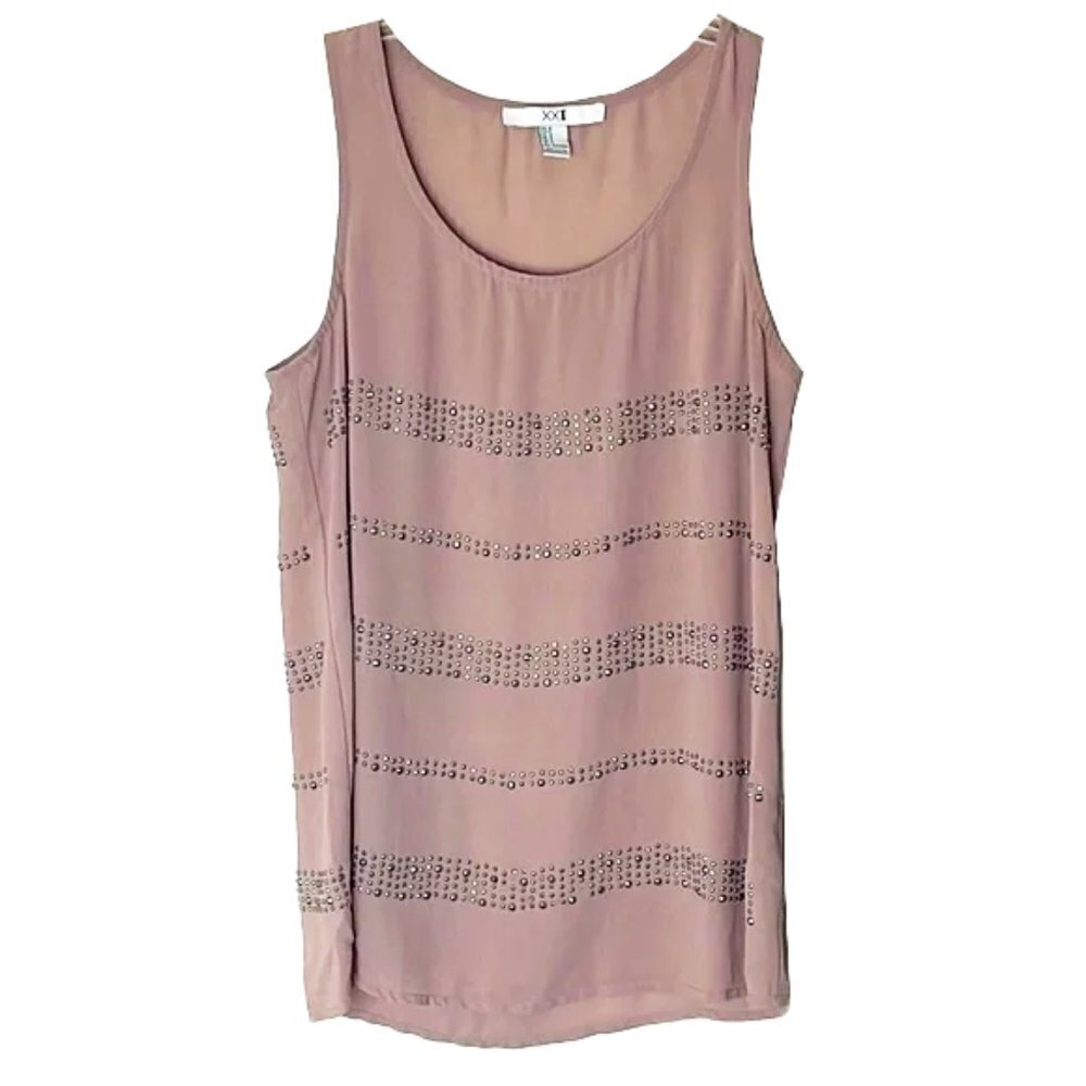 ❤️ XXI Silver Beaded Tank Top Size XS